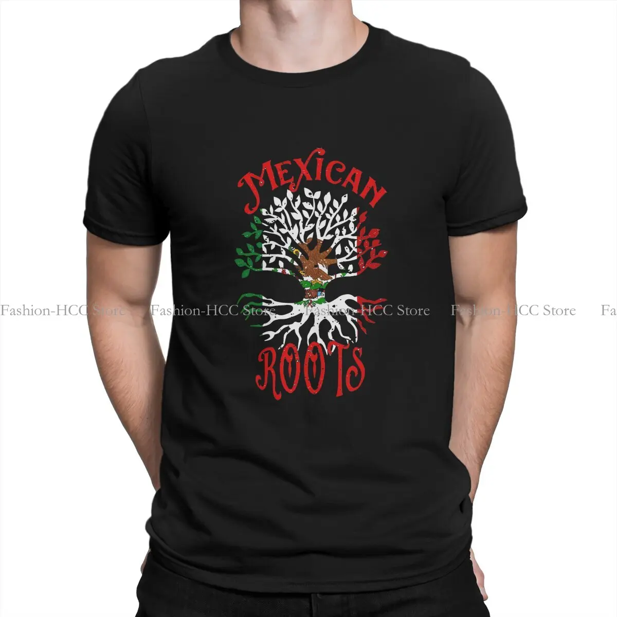 Roots Family Tree Ancestry Heritage Hip Hop Polyester TShirt Mexican Flag Style Streetwear Casual T Shirt Men Short Sleeve