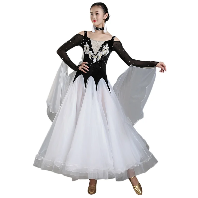 

2025 Newest Woman Ballroom Dance Competition Dress Dance Ballroom Waltz Standard Dance Dress Women Ballroom Dress 063