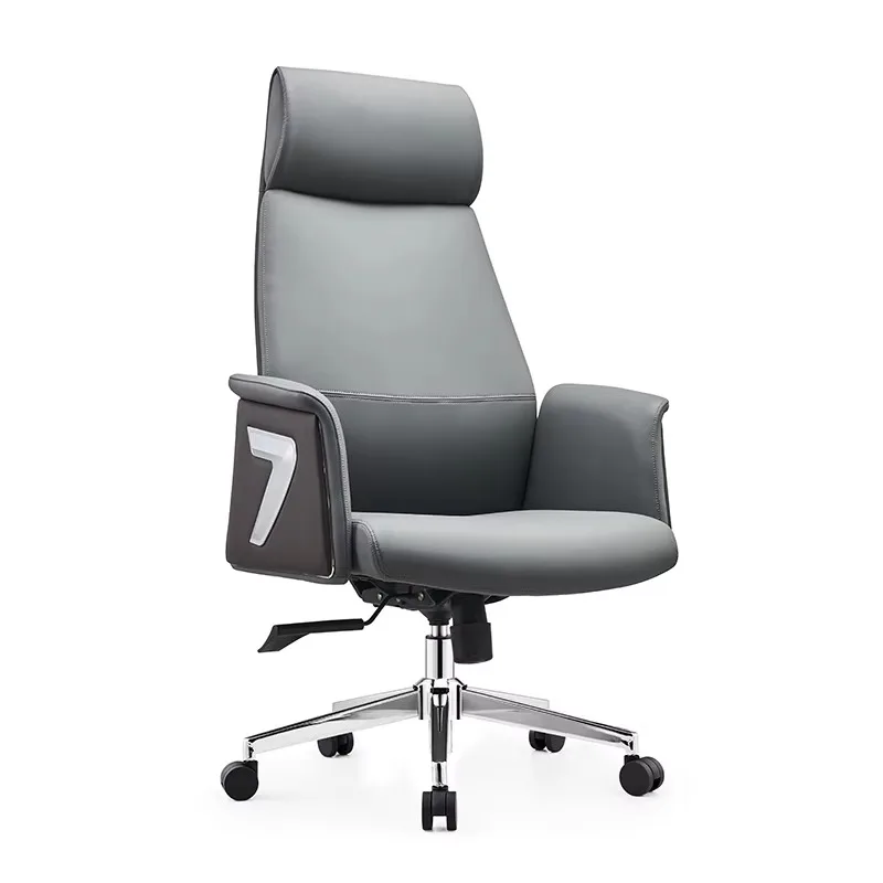 Chaise De Bureau De cuero PU giratorio con respaldo alto De lujo, conjunto De escritorio y silla De oficina, venta al por mayor, silla De oficina ejecutiva gris Boss CEO