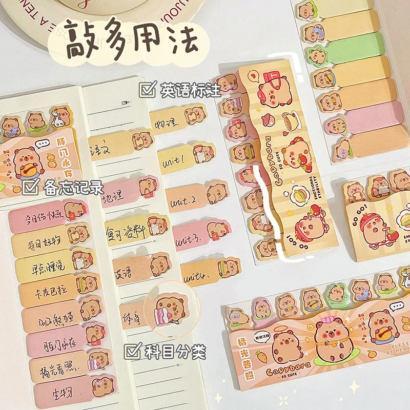 Kapibara Notes Cute Rows and N Times Gift Sticky Cartoon Capybara Index Message Memo Pad Kawai Stationery Office School Supplies