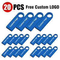 20 pcs Customize logo free metal usb 2.0 flash drive 64GB 32GB 16GB 8GB 4gb 1gb 2gb pendrive waterproof флешка usb memoría