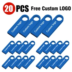 20 pcs Customize logo free metal usb 2.0 flash drive 64GB 32GB 16GB 8GB 4gb 1gb 2gb pendrive waterproof флешка usb memoría