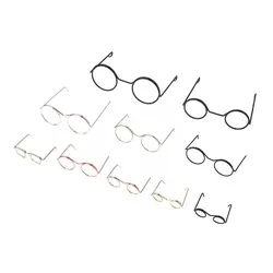 5 Stuks Retro Pop Bril Metalen Ronde Frame Lensloze Brillen Speelgoed Miniatuur Bril Diy Dressing Accessoires