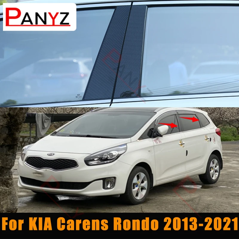 For KIA Carens Rondo 2013-2021 Pilar Posting Penutup Trim untuk  Hitam Mengkilap Serat Karbon Cermin Efek PC Stiker