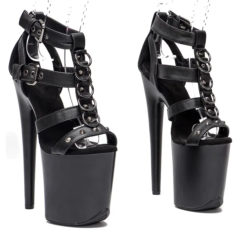

Sexy 20cm/ 8inches With PU Starps Small Platform High Heel Sandals Pole Dance Shoes 212