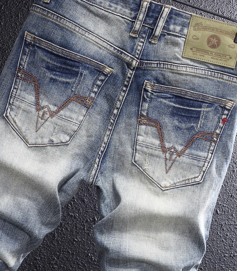 Men'S Fashion Grey Jeans - Jeans da uomo in denim lavato