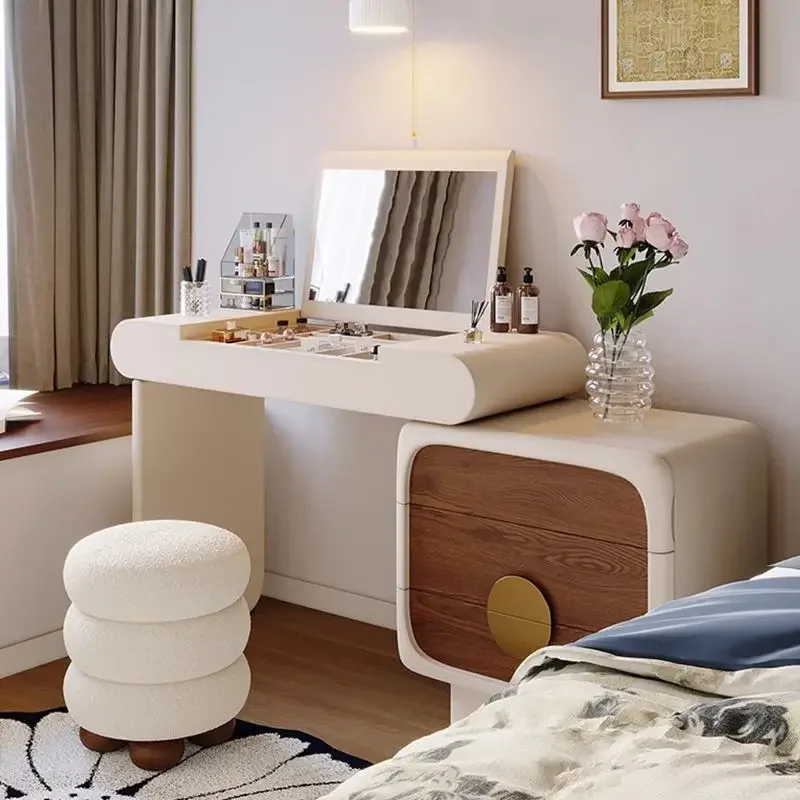 DSA dresser chest integrated cream wind thickened small apartment new clamshell makeup mirror solid wood retractable makeup