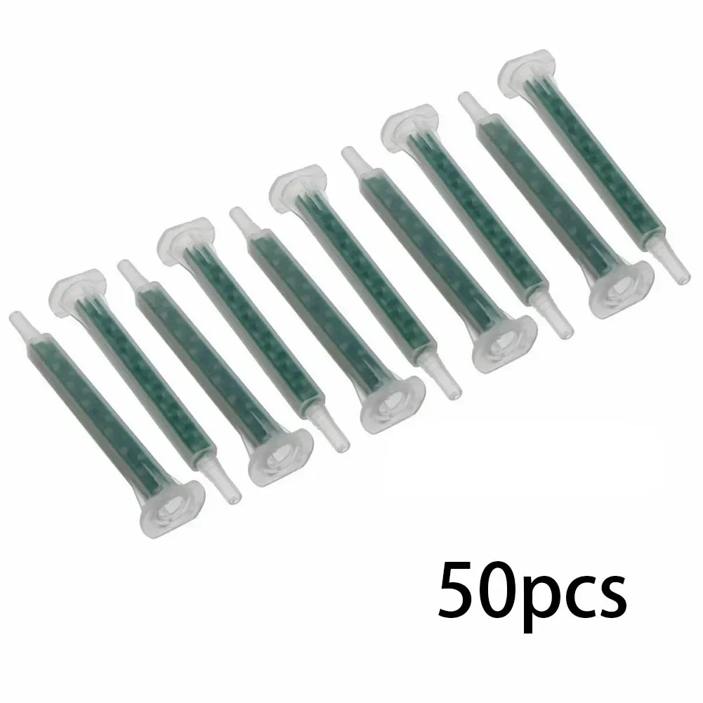 50pcs 2K Adhesive Mixing Tips Mixer Nozzles For Resin AB Glue Static Mixer Tube Mixing Nozzle 83mm Length Adhesive Dispensers