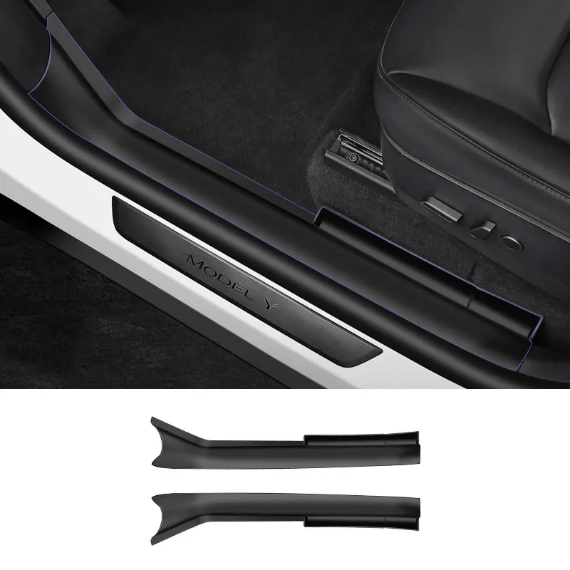 Front Rear Door Sill Strips TPE  Protection  For Tesla Model Y Corner Protection Boot Door Sill Strip Welcome Pedal Guard Cover