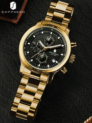 SAPPHERO SAPPHERO Men's Watches Luxury Brands Stainless Steel Gold Watches Quartz Waterproof Timepieces Elegant Dating Watches