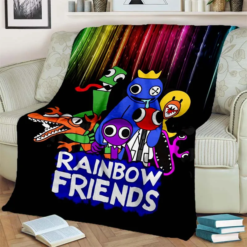 R-Rainbows Friends Game Figure Print Flannel Blanket Cozy Warm Throw Gaming Room Bedroom Sofa Birthday Present Indoor Home Decor
