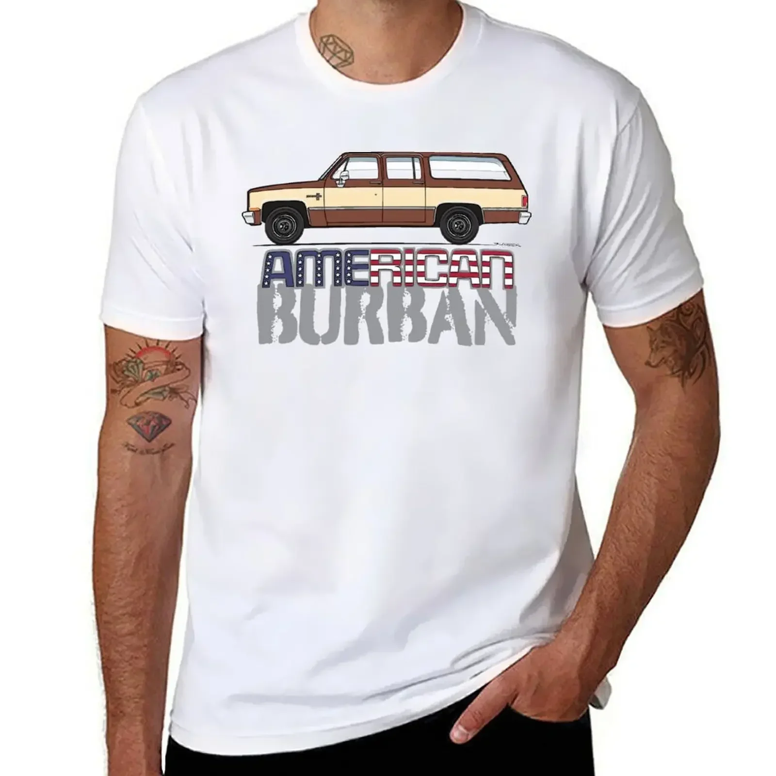 

BROWN AMERICAN BURBAN T-Shirt graphic t shirts oversized t shirt man clothes plus sizes plus size men clothing