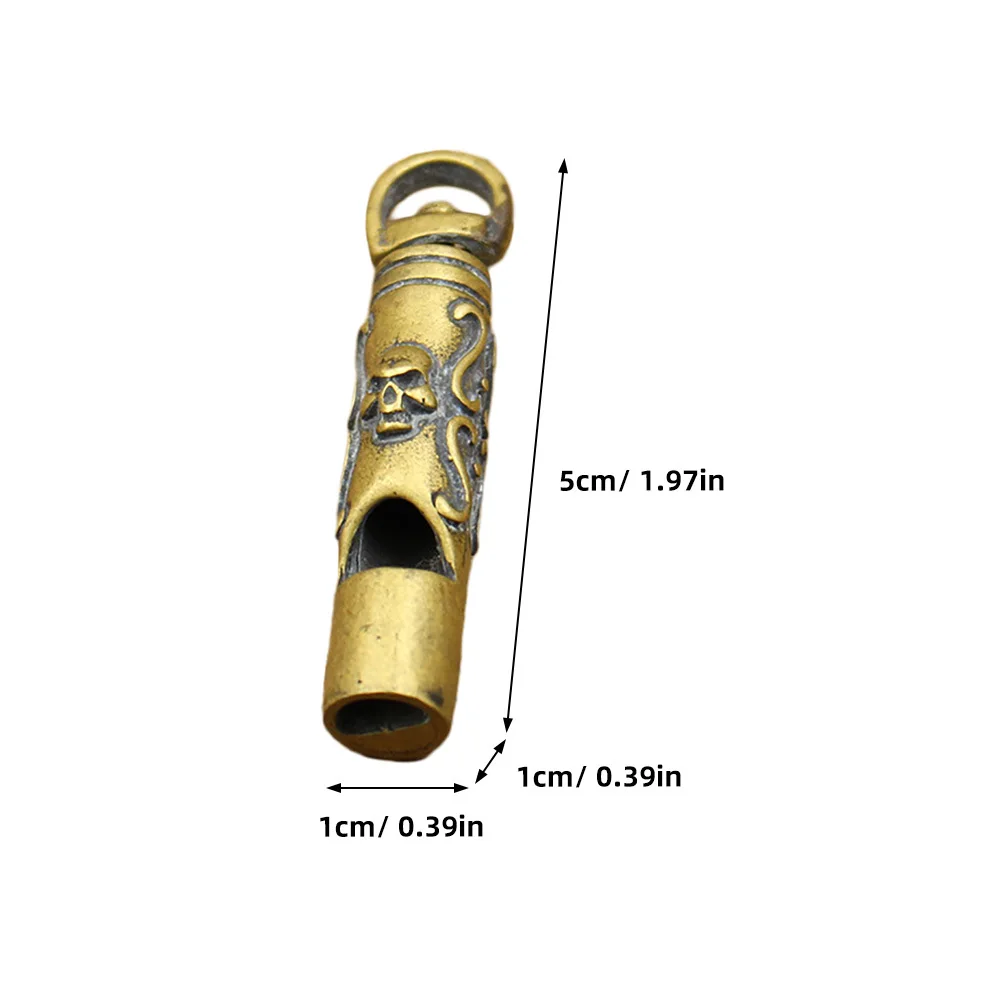 Copper Pendant Skull Pattern Emergency Outdoor Survival Whistle For Camping Hiking Safety Tool Portable Metal Whistle Keychain