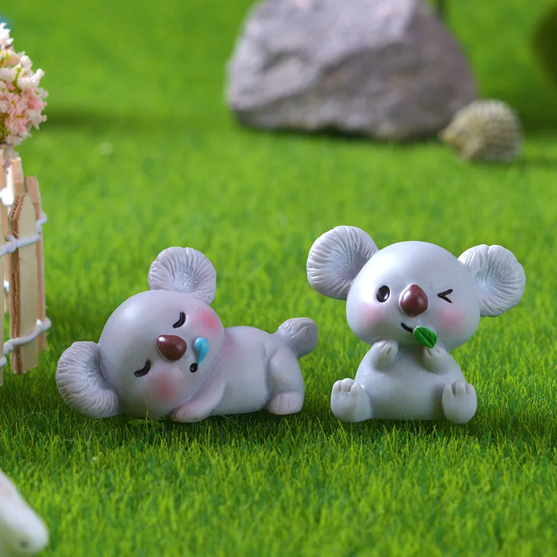 Figurines Miniatures Cute Cartoon Koala Animal Micro Landscape Ornaments For Home Decorations Room Decor DIY Desktop Accessories