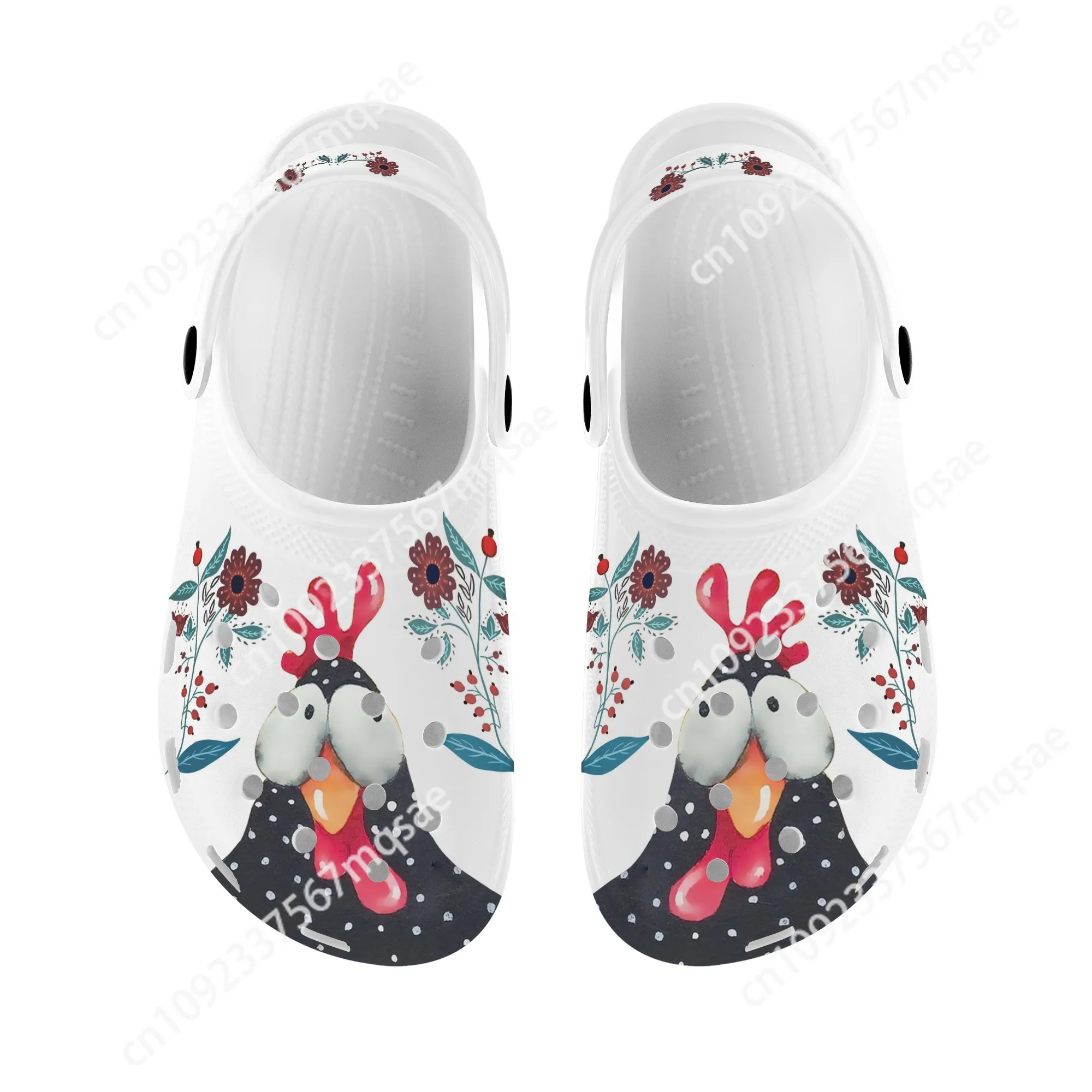 New Hole Slippers Women's Summer Rooster Design Light Slides 2023 Fashion All-match Beach Girls Sandals Clog Garden Shoes Female