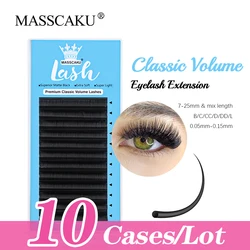 10cases/lot MASSCAKU 8-20mm&mix Length Russian Classical Regular Eyelash Easy Grafting Eyelash Extension for Professional Makeup