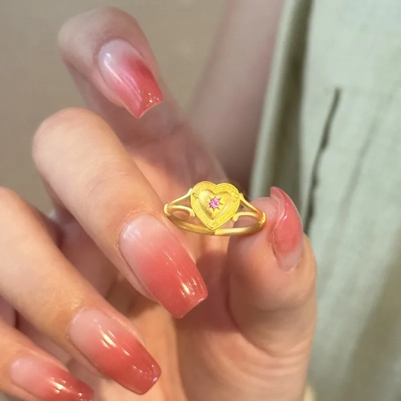 

Vintage Vintage Princess Style Gold Love Ring Female Sweet Romantic Fashion Light Luxury Heart Ring Opening