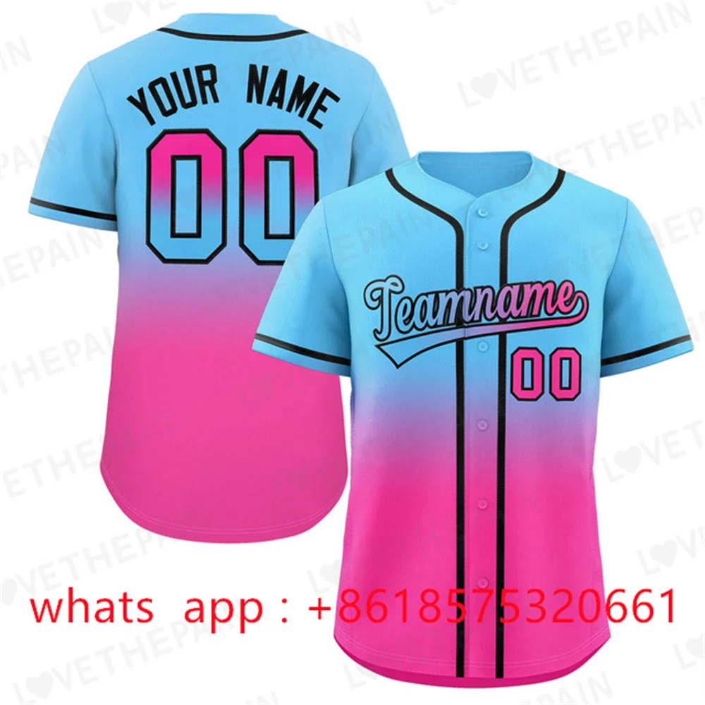 Gradient Baseball Jersey Custom Team Shirt Print Personal Name Number Stripe Hip Hop Sportswear Baseball T-shirt Men/Women/Kids