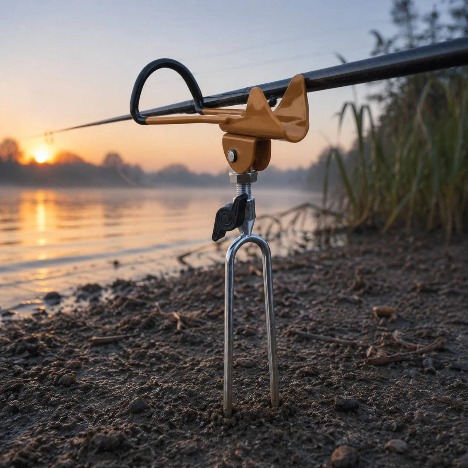 

Ground Stake Rod Holder Forked Spike Base Shore Fishing Rod Holder Adjustable Fishing Pole Stand Tightening Knob U-Shaped Insert