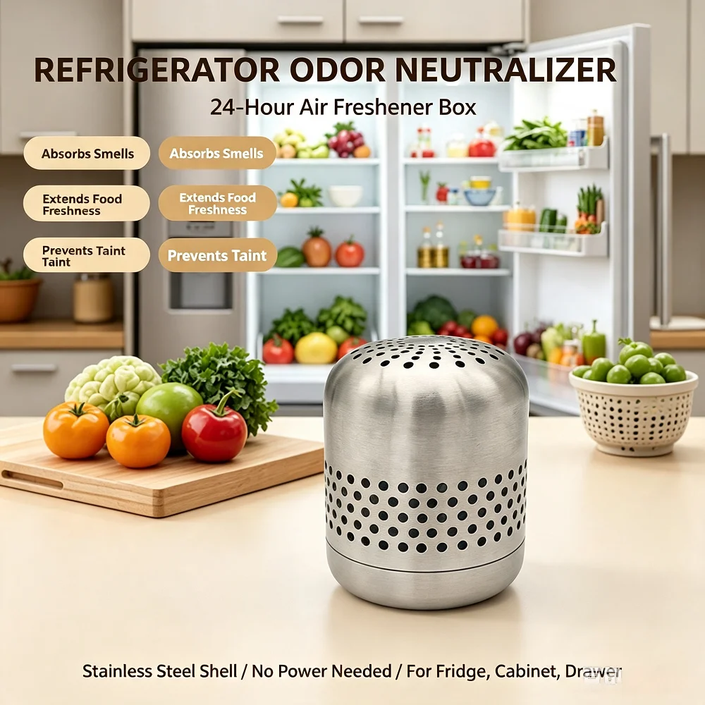 Refrigerator Deodorizer Airs Freshener Box 24-Hour Odor Neutralization Smell Absorber Extends Food Freshness Prevents Taint