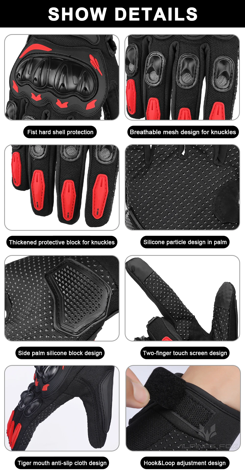 VEMAR Sommer Motorrad Handschuhe Männer Schwarz Voll Finger Touchscreen Radfahren ATV MTB Guantes Moto Luvas Fahrrad Reiten Handschuh Frauen Rot – Detail 13
