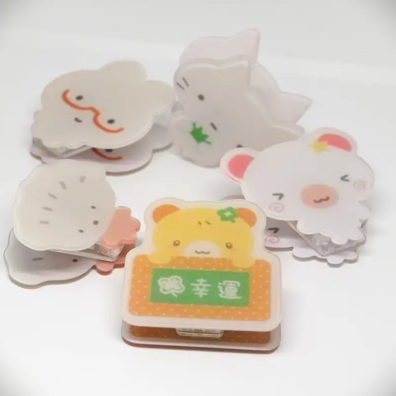 Cute Cartoon Acrylic Clip Double Side Printed Pp Clip Decorative Clamp For Notebook Paper Photo Stationery Office Supplies