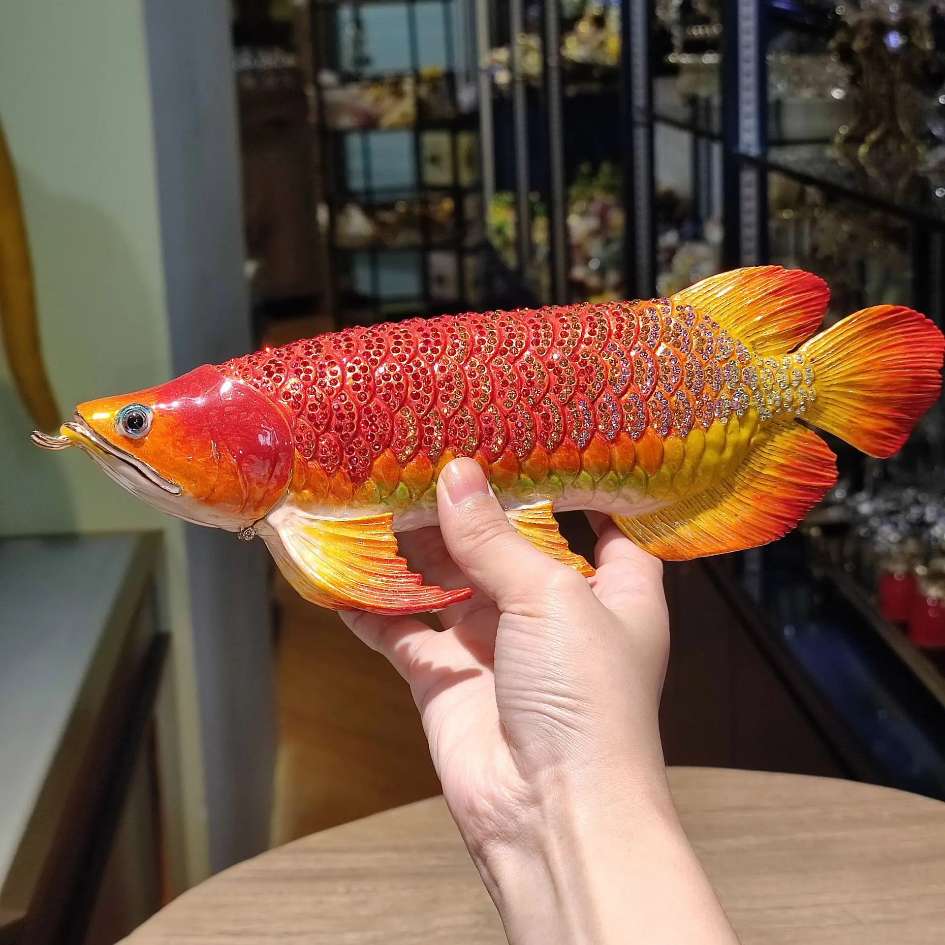 2023 TOP Geomantic omen Home Company business Decorative bring wealth money GOOD LUCK gold Dragon Arowana fish diamond Statue