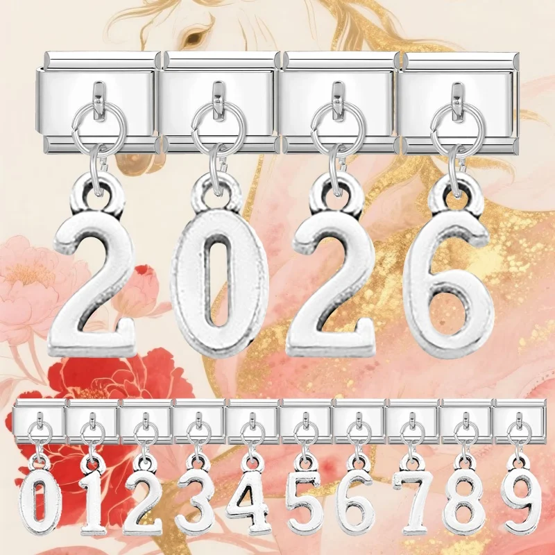 جديد الأرقام العربية 1-9 رسائل 26 الإنجليزية A-Z قلادة وصلات سحرية صالح 9 مللي متر سوار الفولاذ المقاوم للصدأ النساء الرجال DIY بها بنفسك صنع الهدايا #2