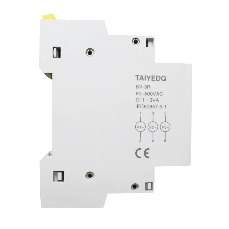 Mini Digital Display Din Rail Three Phase Modular Voltage Meter AC80-500V 1VA V1V2V3 BV-3R