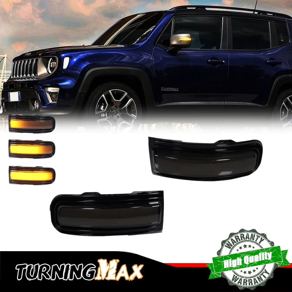 

2PC Smoked Sequential LED Side Mirror View Signal Lights For 15-22 Jeep Renegade
