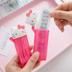 Hello Kitty Sanrio Melody Cotton Swab Storage Box Cute Anime Character Portable Toothpick Storage Cosmetic Box Children Gift