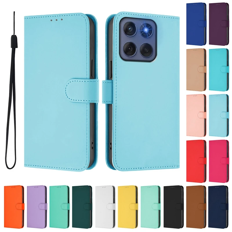 Para Coque Motorola Edge 60 Pro funda con tapa de Color sólido caramelo para Motorola Edge 60 Fusion Moto Edge60 Stylus 60Pro funda de teléfono