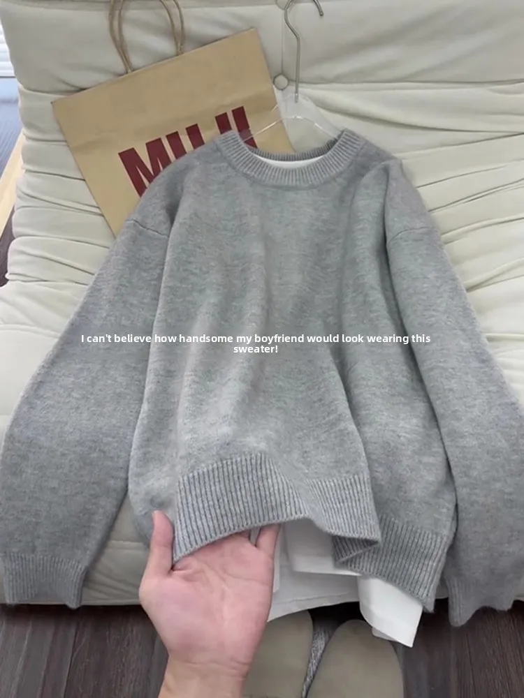 

Cleanfit Thiened Knitted Hoodie Men's Autumn Winter College Sle Base Layer irt White ey American Sle Knitwear