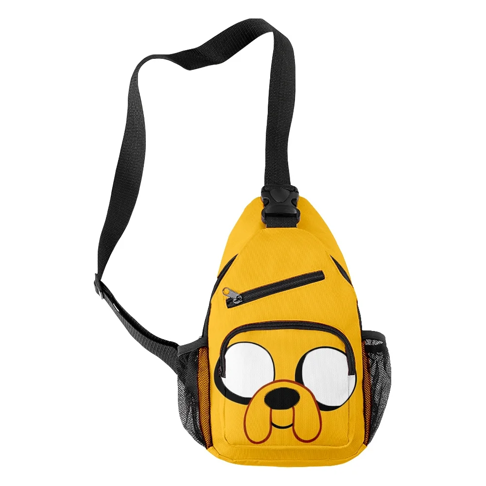 Anime Finn and Jake the Dog Face Shoulder Bags Waist Packs Sling Bag Crossbody Sport Shoulder Chest Messenger Bag