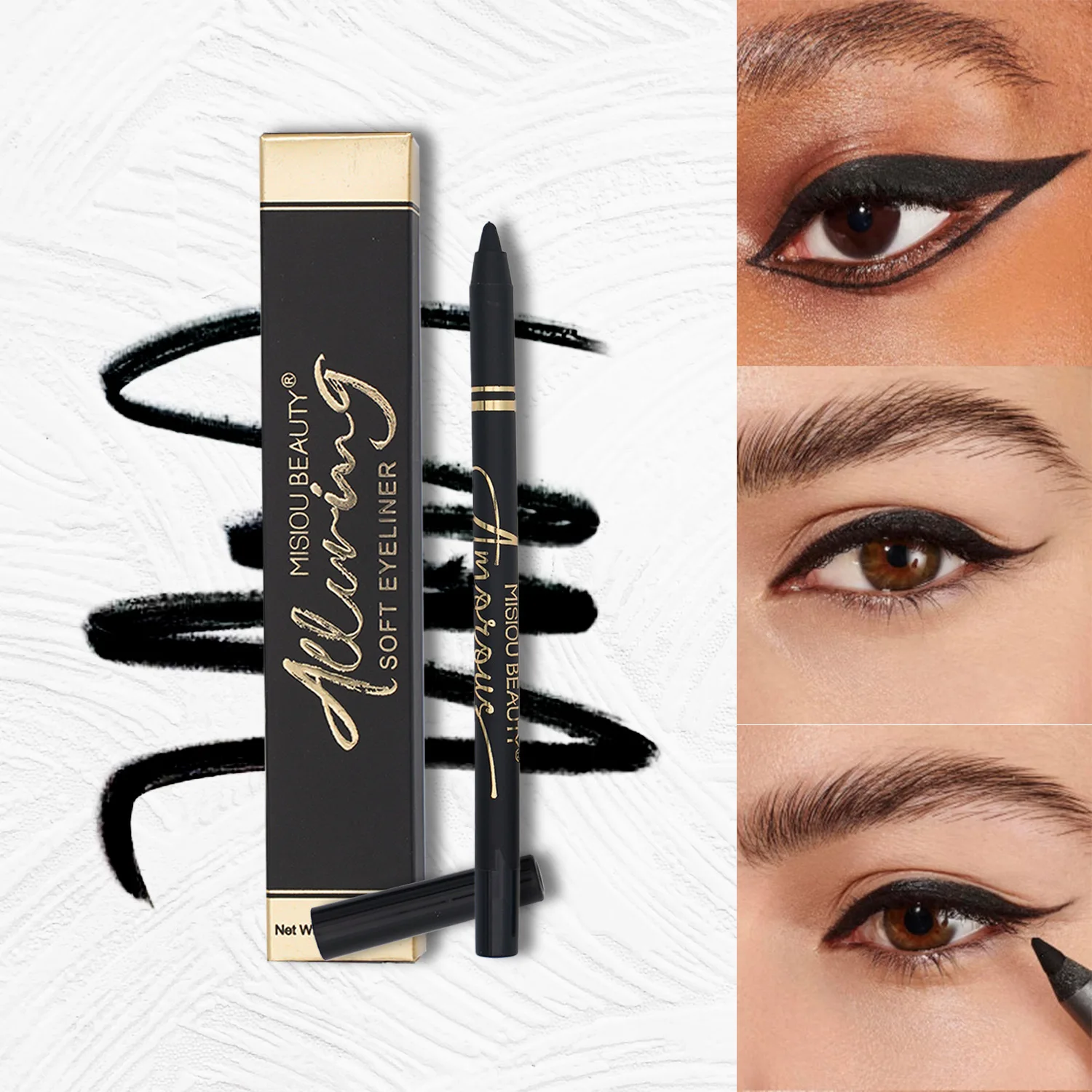 Eyeliner Pencil Smooth Waterproof & Sweat Proof Highly Pigmented Long Lasting No Smudge Eye Liner for Winged Easy Eye Makeup