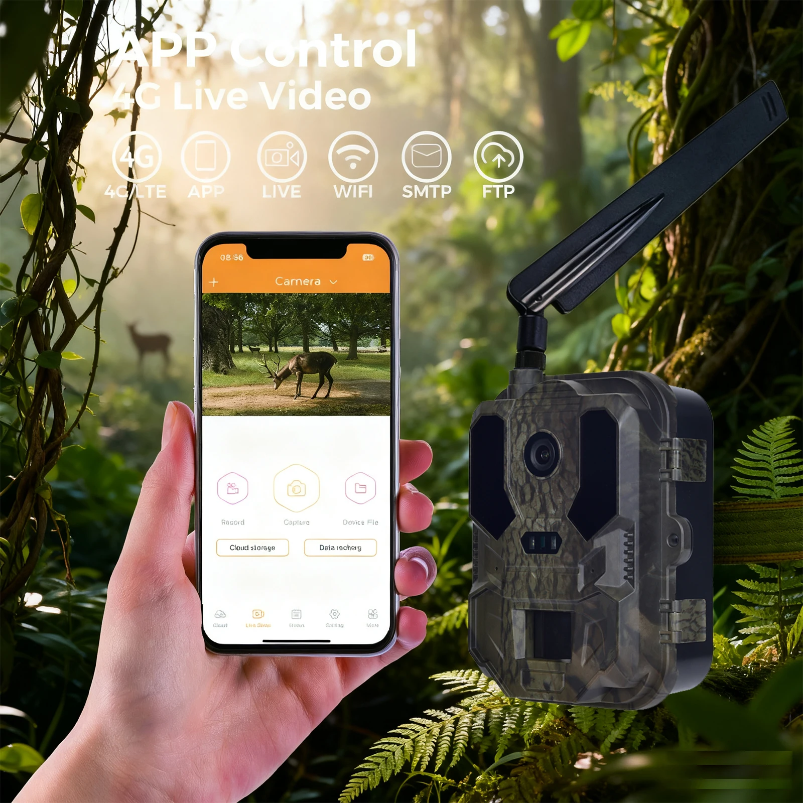في الهواء الطلق 4K فيديو 120MP صور 4G APP الهاتف الحياة البرية كاميرا تعمل بالأشعة تحت الحمراء للرؤية الليلية نطاق IP66 فخ مقاوم للماء للصيد/الأمن