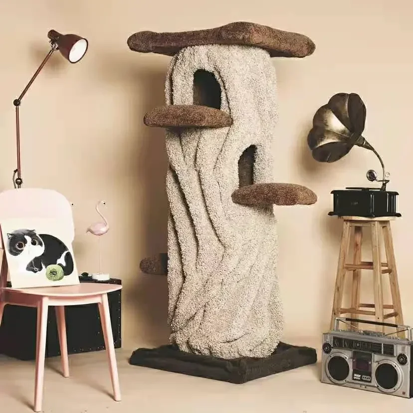 Camily high quality Pet Cat Product Tall Modern Wood Tree house Multi-level Cat Tower Wood Cat Tree