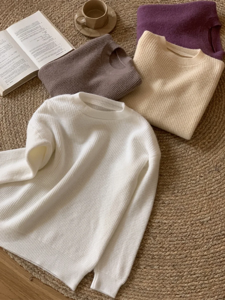 

Comfortable Basic Long Sve round Ne Pullover Sweater Autumn Winter Color Knitwear Versatile Sli Commute ential