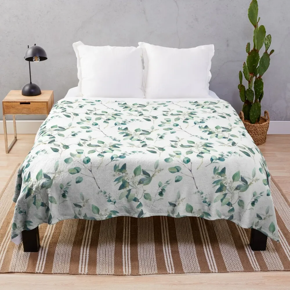 

Eucalyptus seamless pattern Throw Blanket Baby Hairys Soft Plaid Blankets