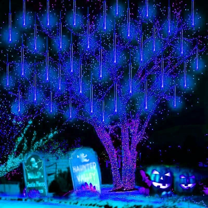 LED Meteor Shower Rain Lights for Christmas Wedding Outdoor EU/US Plug Falling Rain Fairy Dripping Icicle Lights Tree Decoration