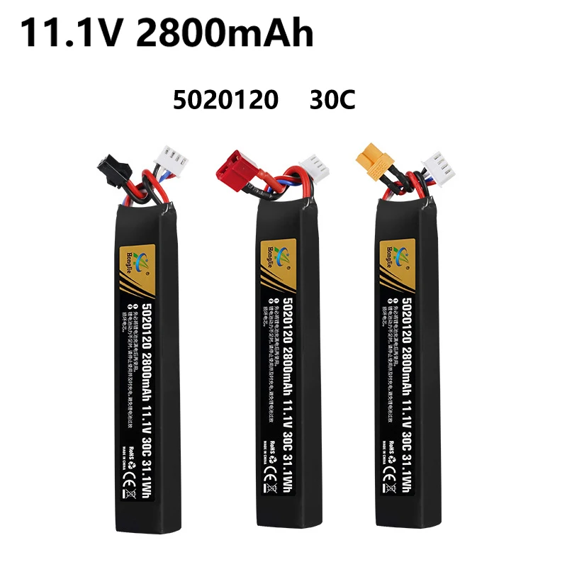 

11.1V 2800mAh Rechargeable Li-polymer Battery for four Drive Remote Control Car Water Gun Soft Air Gun 30C 5020120 Batteries
