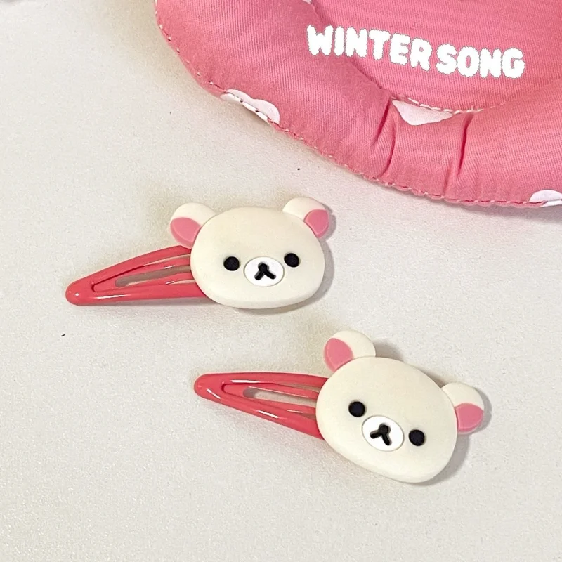 

2 шт. милых заколок для волос в японском стиле Рилаккума, мультяшные заколки-медведи для челки, модный аксессуар для волос для студентов, подарки для подруг