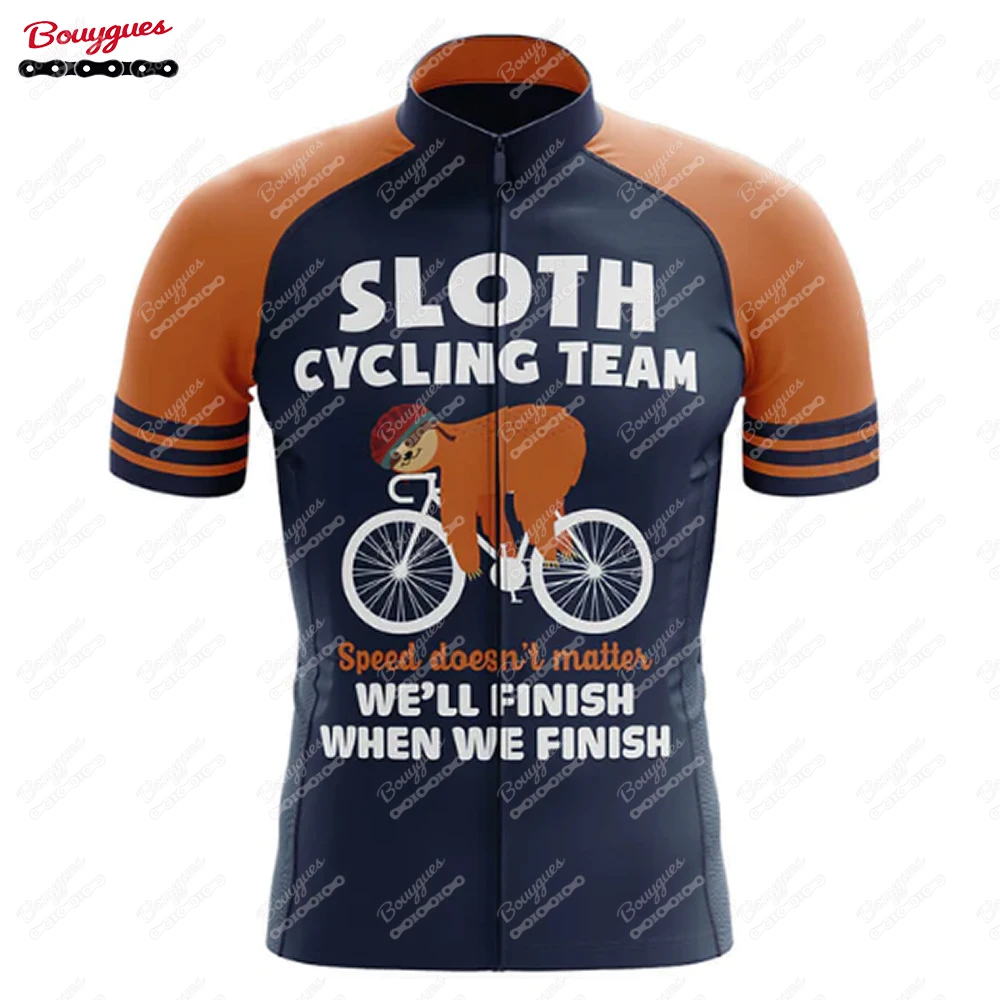 Sloth Series Cycling Jersey For Men Short Sleeve Reflective MTB Maillot Downhill Pro Team Mountain Bicycle Clothing  Summer New