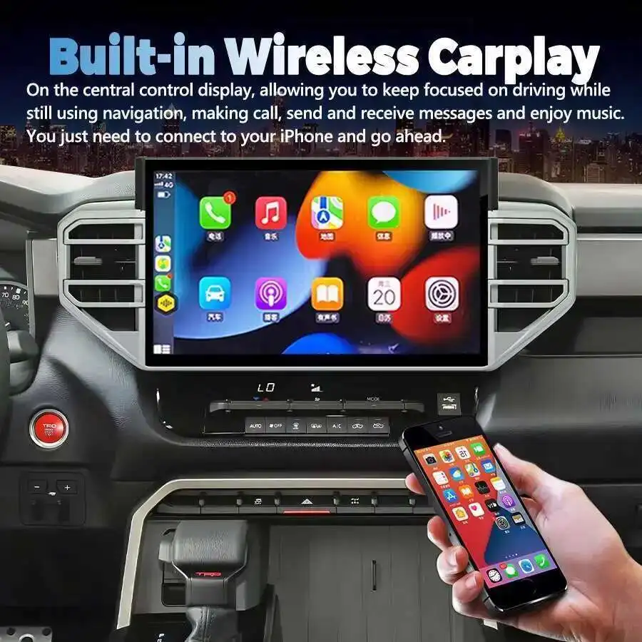 مشغل وسائط متعددة HU ستيريو 14.6 بوصة شاشة QLED لتويوتا تندرا 2020-2024 سيكويا أندرويد 14 CarPlay نظام تحديد المواقع والملاحة راديو السيارة