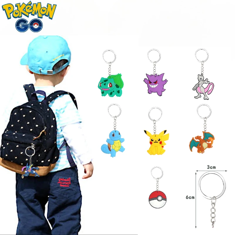 

Pokemon Pvc Keychain Kawaii Anime Pikachu Gengar Squirtle Key Chain Cartoon Pendant Creative Bag Charm Birthday Gift