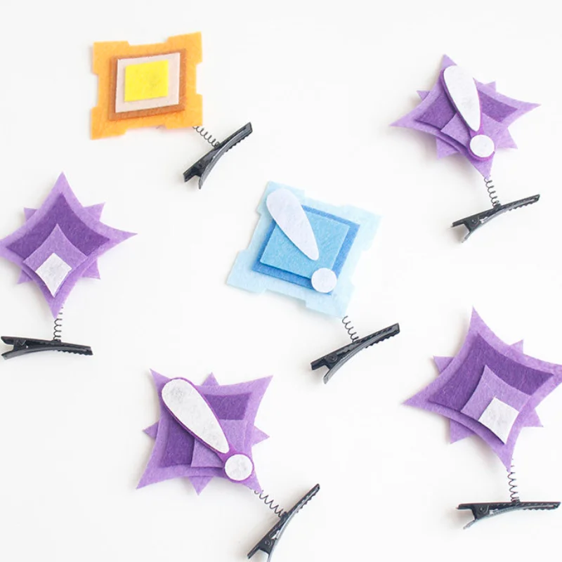 Genshin Impact Entrust Hairpin Cartoon Diy Task Hairpin Personality Creativity Spring Clip Cosplay Anime Game Doujin Periphery