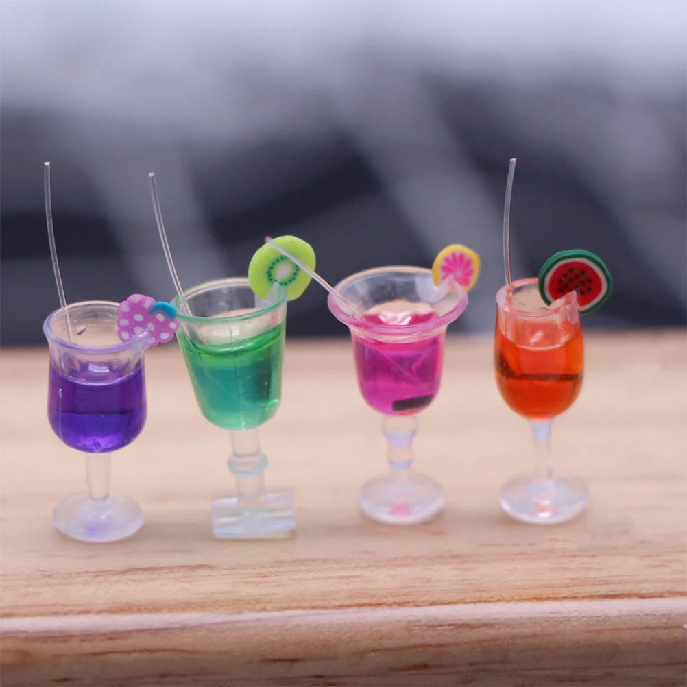 4-delige micro speelgoed mini-drankfles poppenhuis cocktail decoratieve miniatuur accessoires drankjes hars