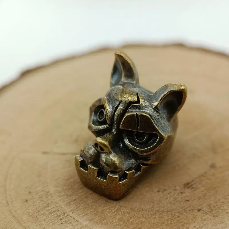 Bulldog Head Brass Knife Bead EDC DIY Woven Accessories Jewelry Dog Puppy Backpack Umbrella Rope Lanyard Pendant