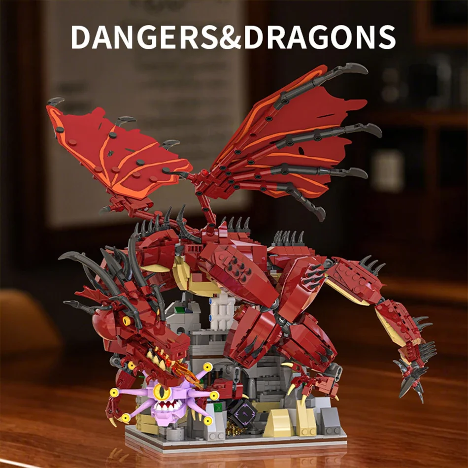 1856PCS Gioco di film MOC Dungeon Fortress Red Dragon Story Building Blocks Monster Eye Modello Creativo Assemblaggio fai da te Giocattolo Ragazzi Regalo