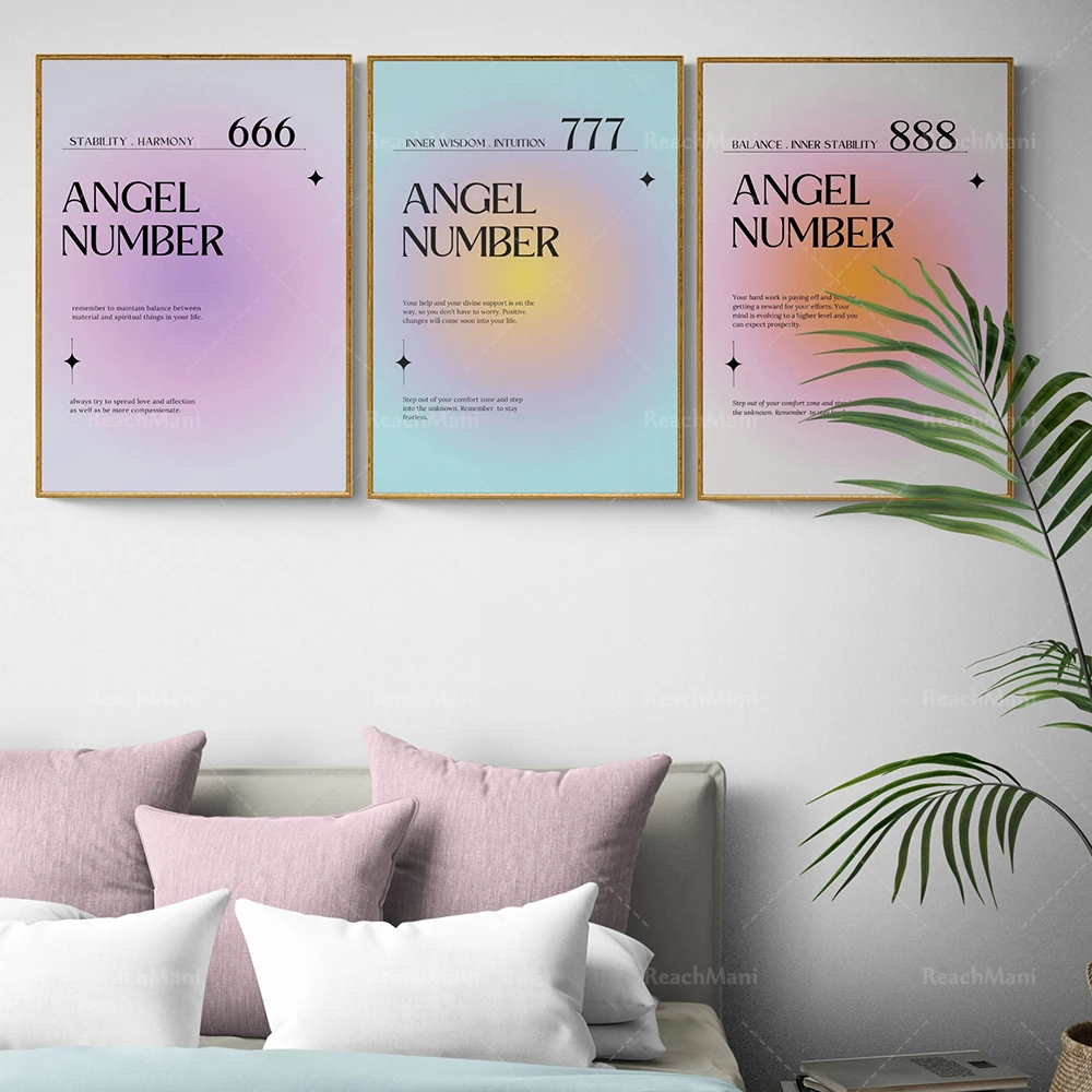 

Angel Digital Print, 666, 777, 888, Expressive Poster, Aura Energy, Gradient Gallery Wall Art Print, Spiritual Vivid Colors